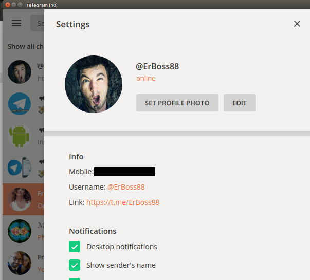 modalità lavoro telegram desktop