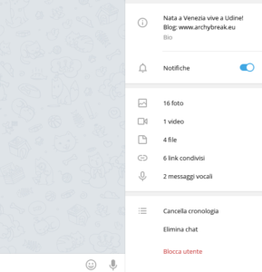 Telegram Desktop 1.2 barra laterale utente telegram