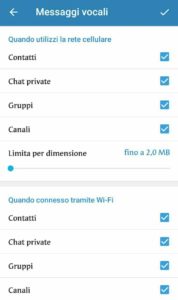 disattivare in Telegram il download automatico - messaggi vocali