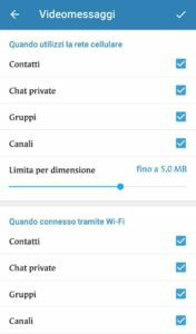 disattivare in Telegram il download automatico - videomessaggi
