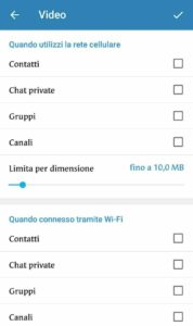 disattivare in Telegram il download automatico - video