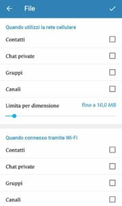 disattivare in Telegram il download automatico - file