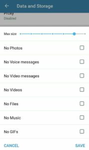 disattivare in Challegram il download automatico