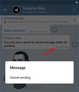 telegram 4.8.10 cancella messaggio