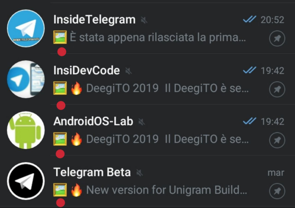 Telegram 5.6 icona tipologia post in canale